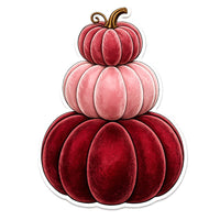 Thumbnail for Pink Velvet Pumpkin Stack 12" Wood Wreath Sign - PS-W-0251
