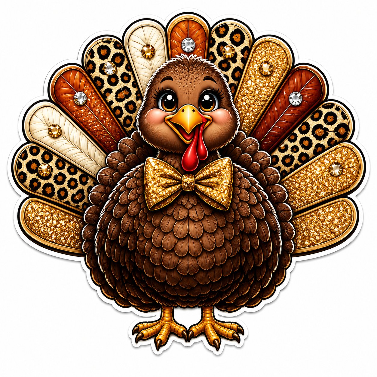 Glam Leopard Turkey 12" Wood Wreath Sign - PS-W-0252