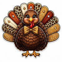 Thumbnail for Glam Leopard Turkey 12" Wood Wreath Sign - PS-W-0252