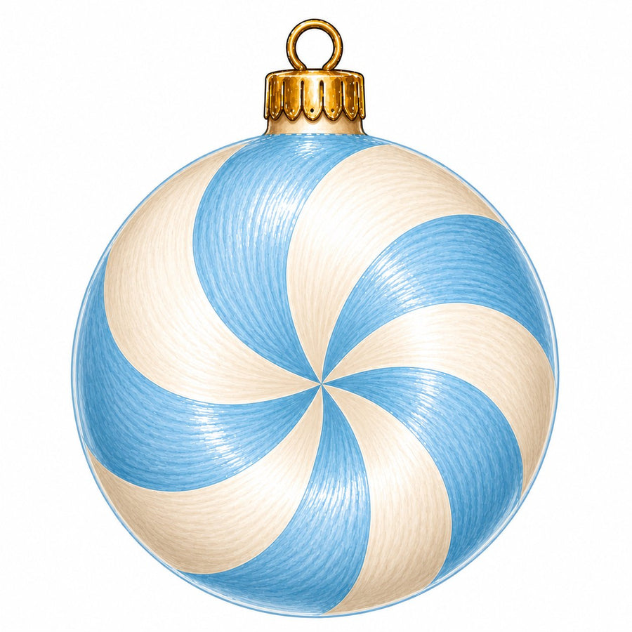 Light Blue Peppermint Candy Swirl 12" Wood Wreath Sign - PS-W-0280