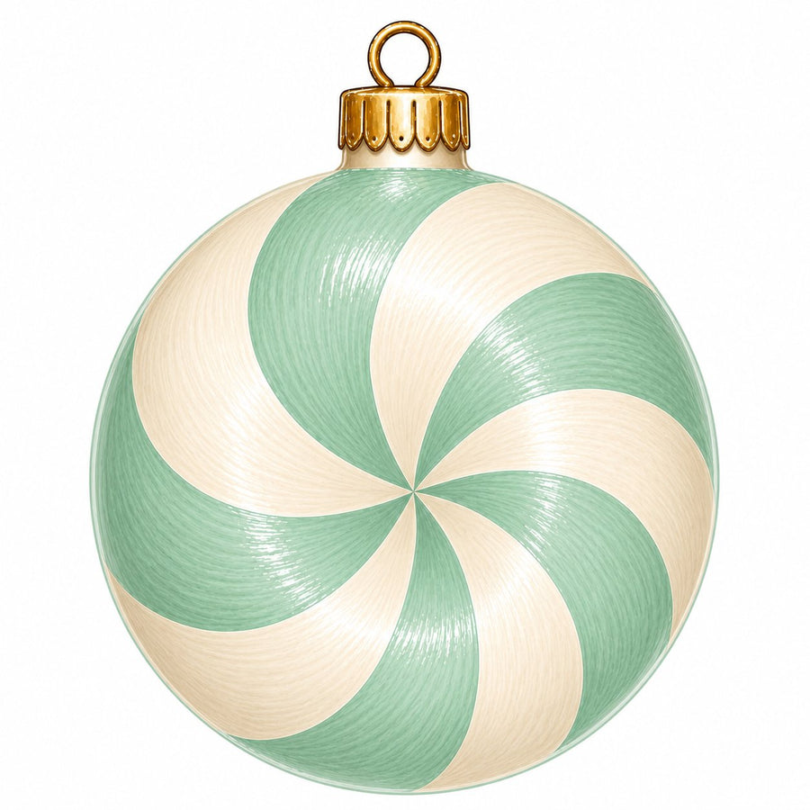 Mint Peppermint Candy Swirl 12" Wood Wreath Sign - PS-W-0283