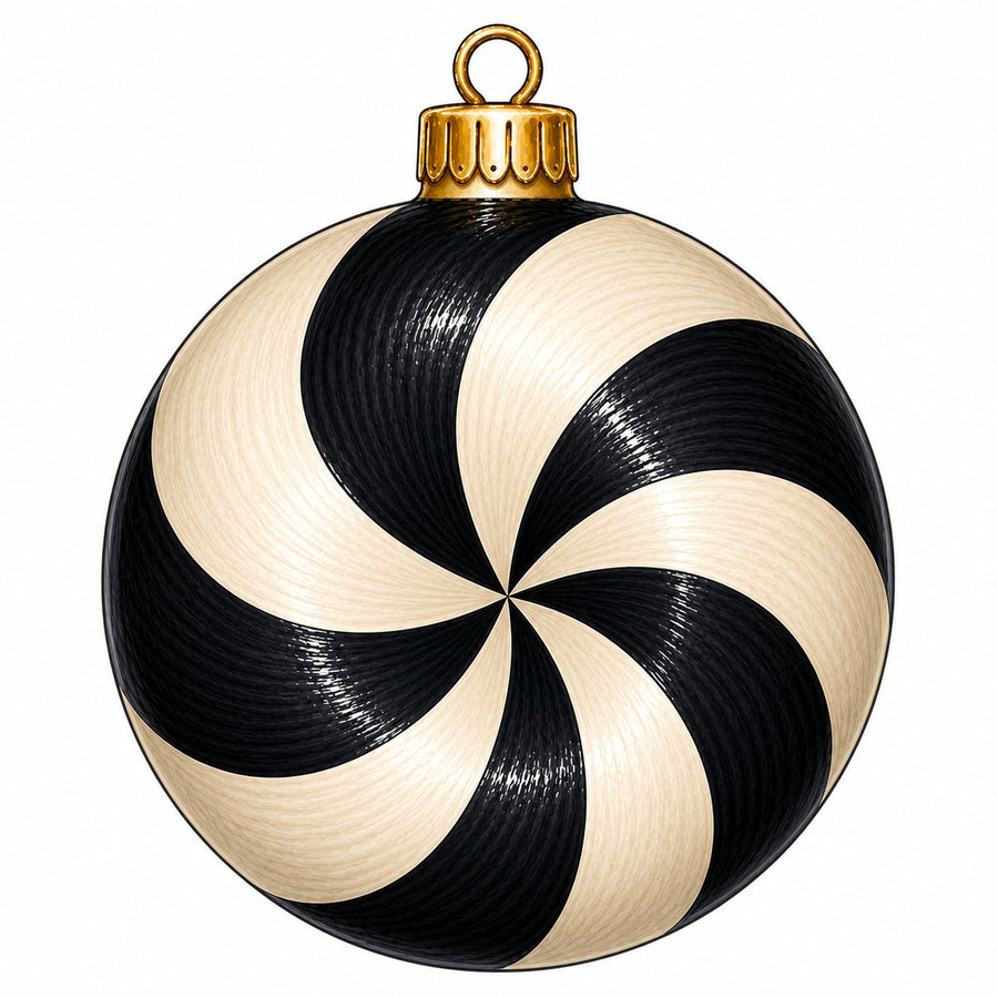 Black Peppermint Candy Swirl 12" Wood Wreath Sign - PS-W-0284