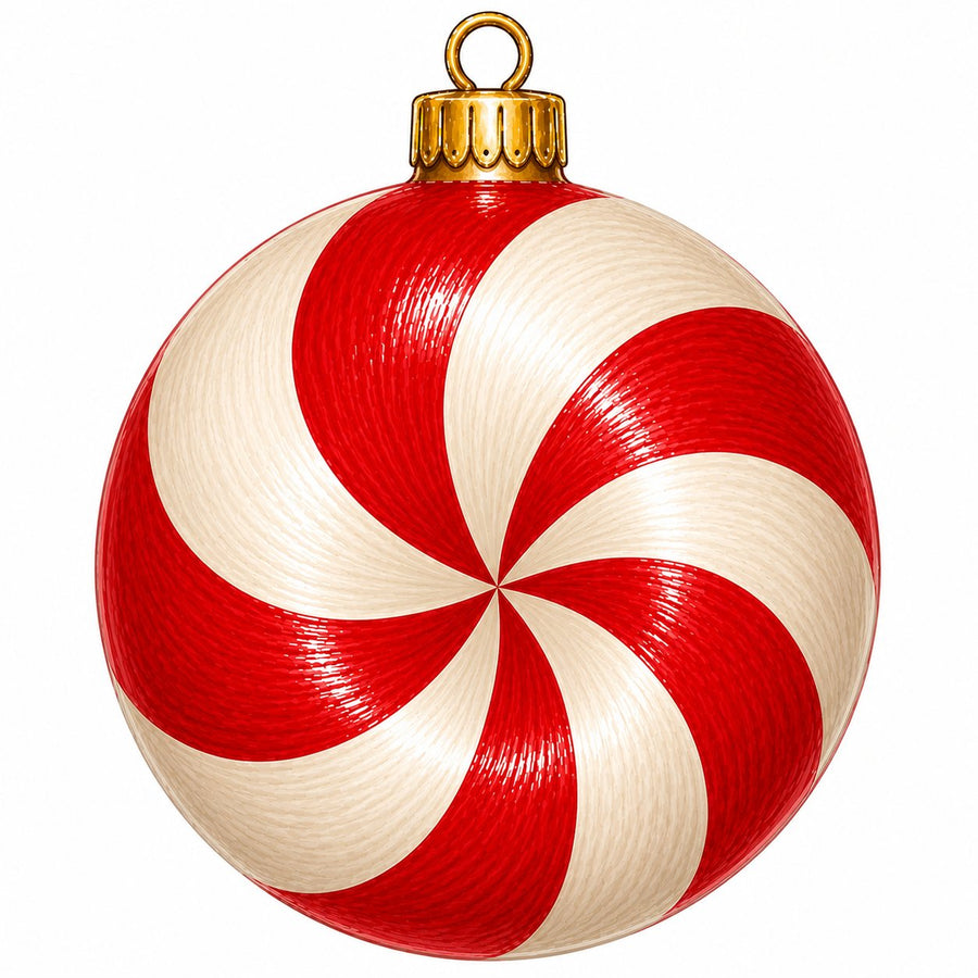 Red Peppermint Candy Swirl 12" Wood Wreath Sign - PS-W-0288
