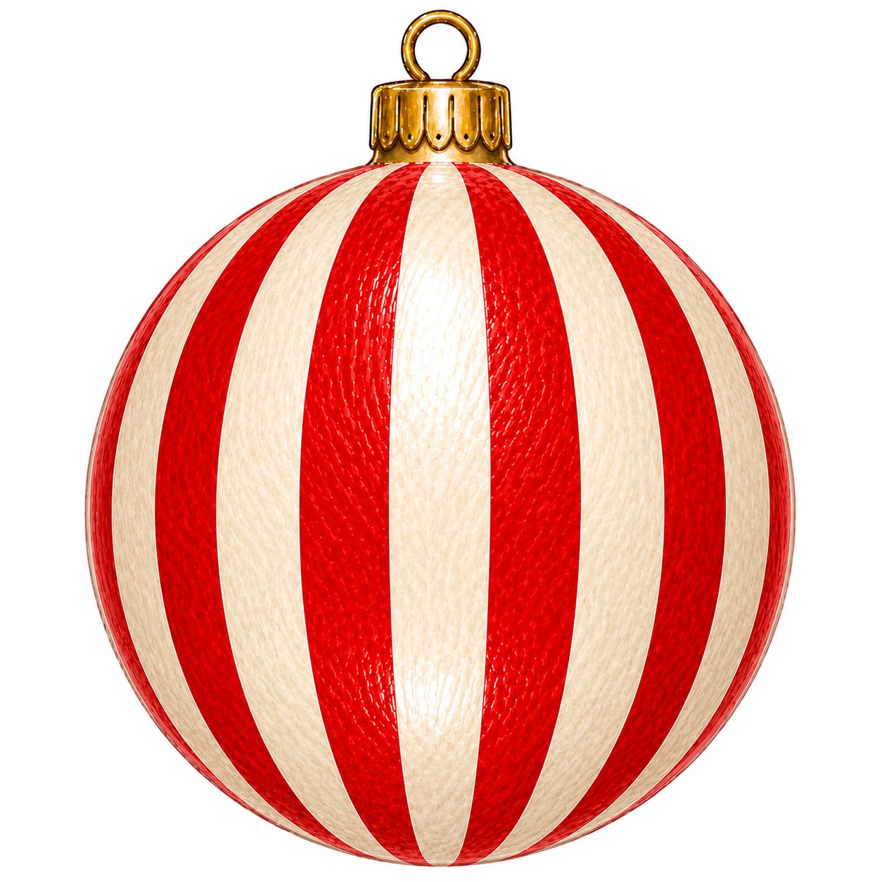 Red Cream Striped Ornament 22" Wood Door Hanger - PS-W-0290-DH-22