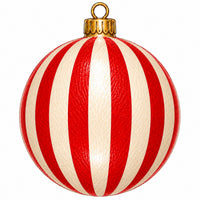Thumbnail for Red Cream Striped Ornament 22" Wood Door Hanger - PS-W-0290-DH-22