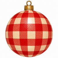Thumbnail for Red Cream Buffalo Check Ornament 22" Wood Door Hanger - PS-W-0292-DH-22