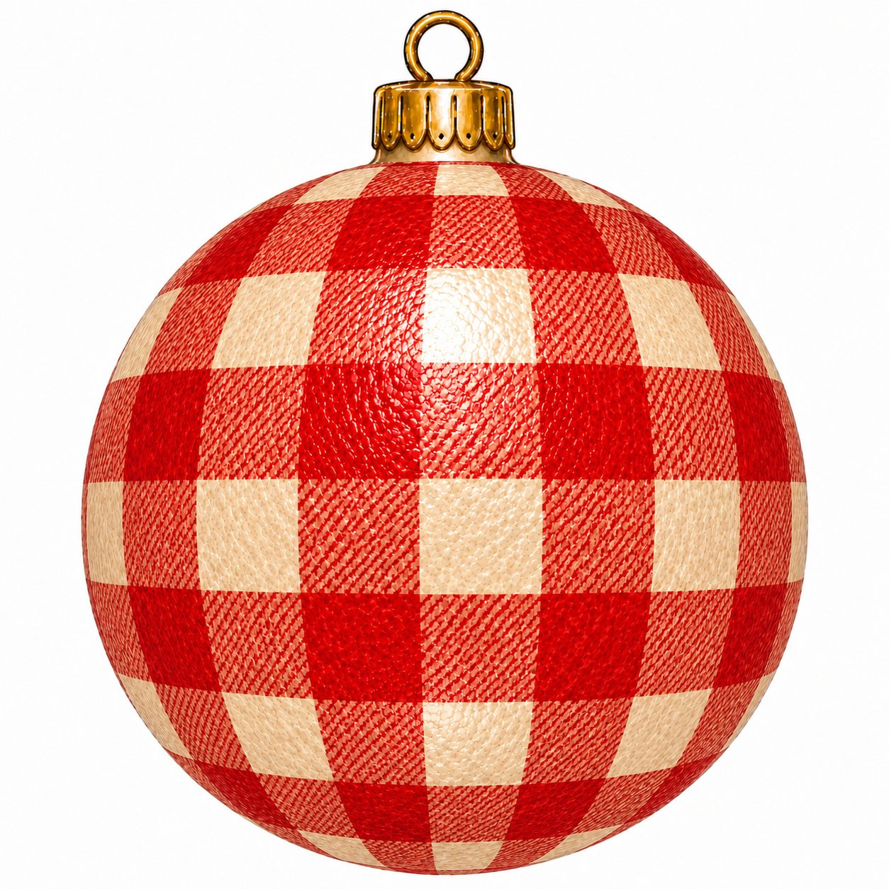 Red Cream Buffalo Check Ornament 12" Wood Wreath Sign - PS-W-0292