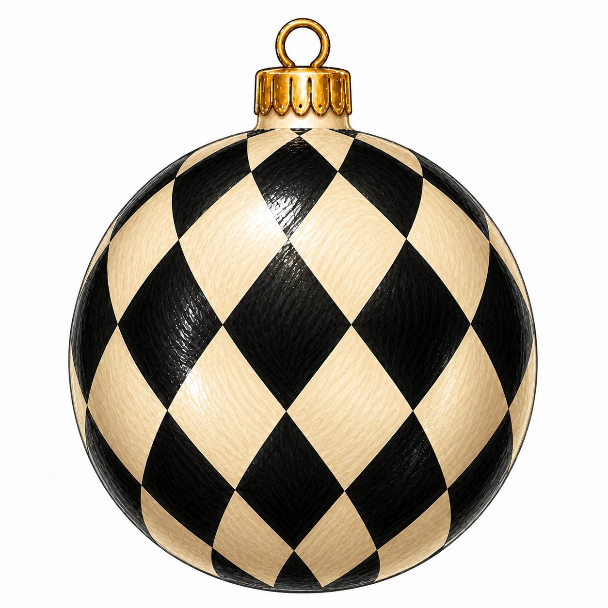 Black Cream Harlequin Ornament 12" Wood Wreath Sign - PS-W-0294