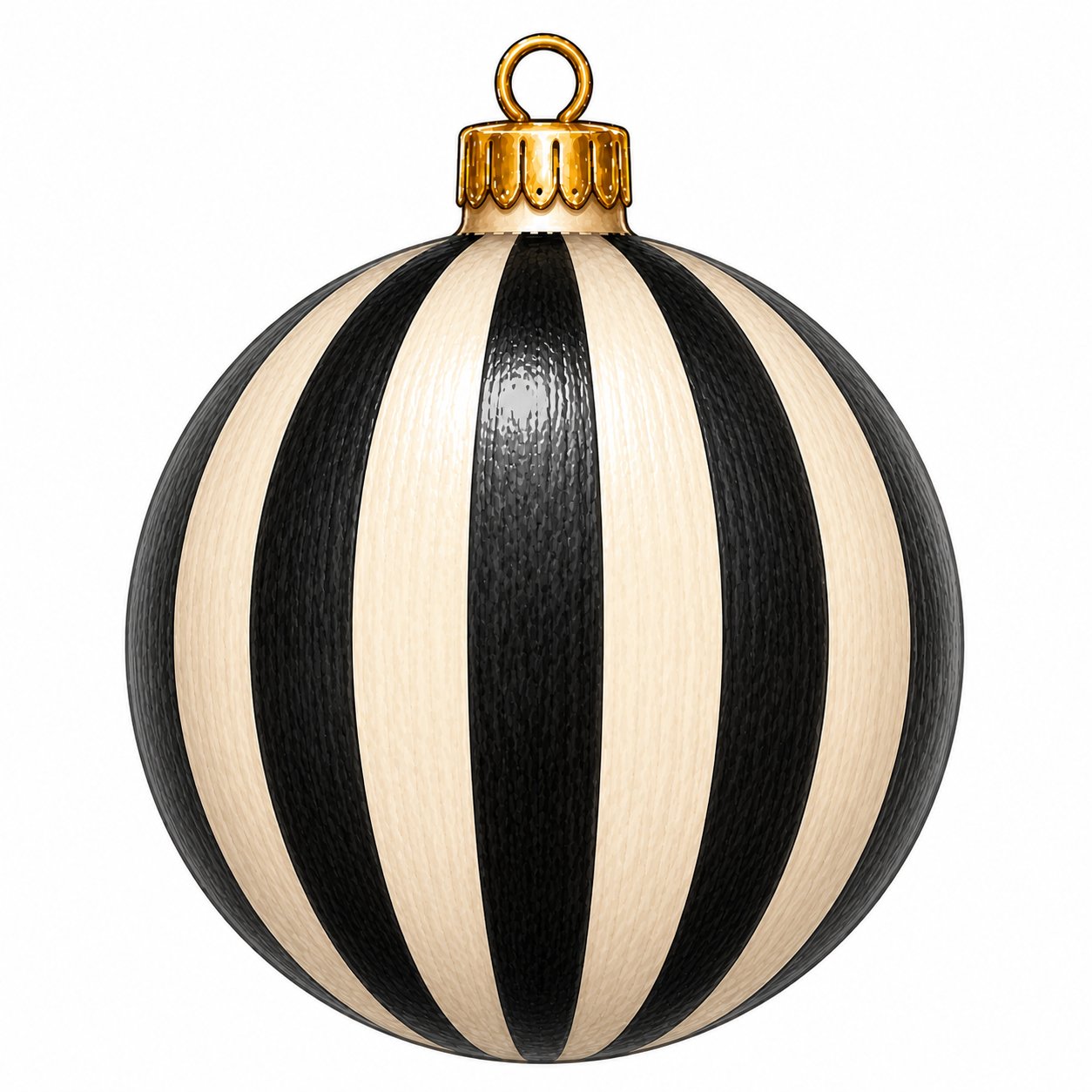 Black Cream Striped Ornament 22" Wood Door Hanger - PS-W-0295-DH-22