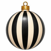Thumbnail for Black Cream Striped Ornament 22" Wood Door Hanger - PS-W-0295-DH-22