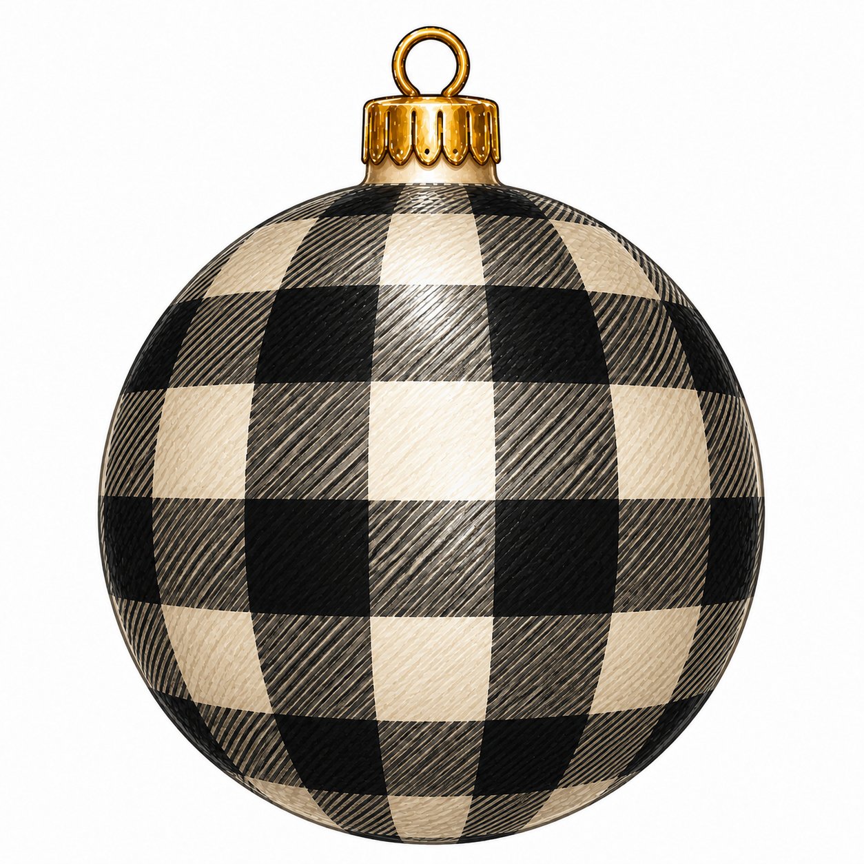 Black Cream Buffalo Check Ornament 22" Wood Door Hanger - PS-W-0296-DH-22