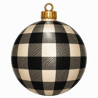 Thumbnail for Black Cream Buffalo Check Ornament 22" Wood Door Hanger - PS-W-0296-DH-22