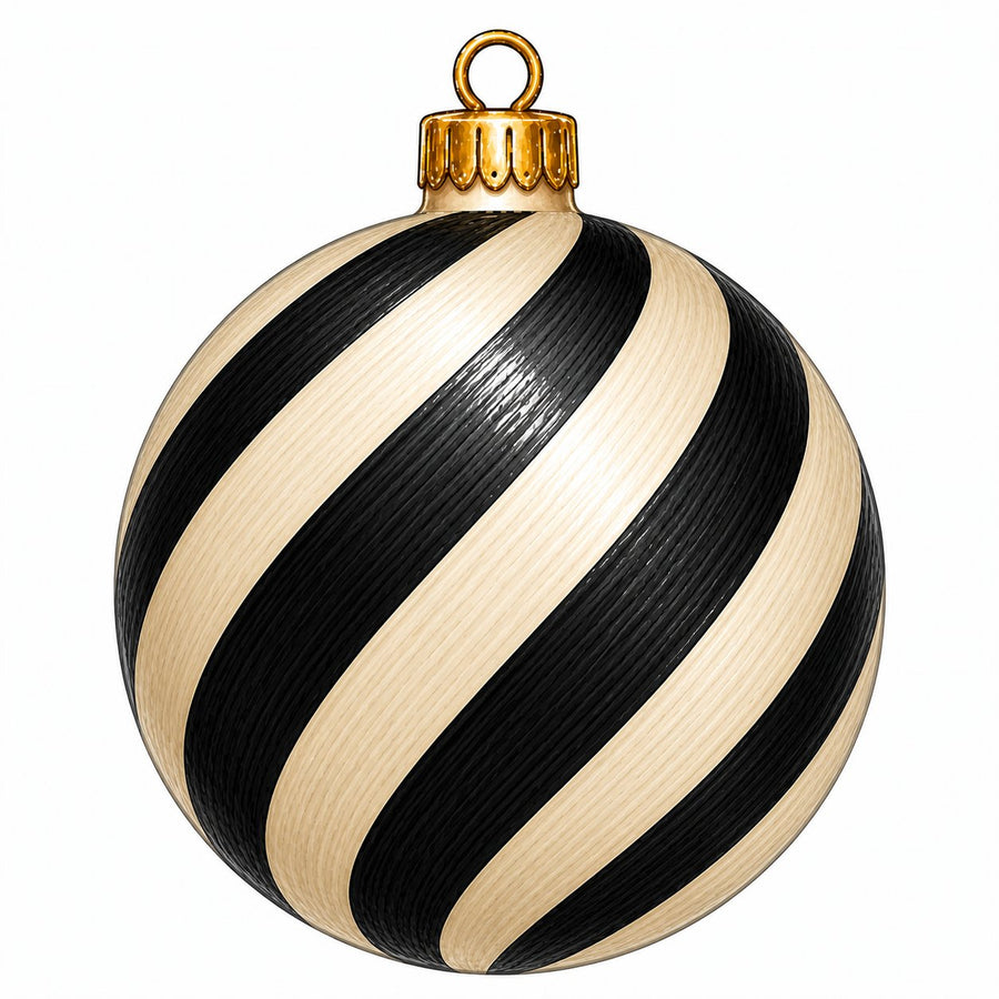 Black Cream Swirl Ornament 12" Wood Wreath Sign - PS-W-0297