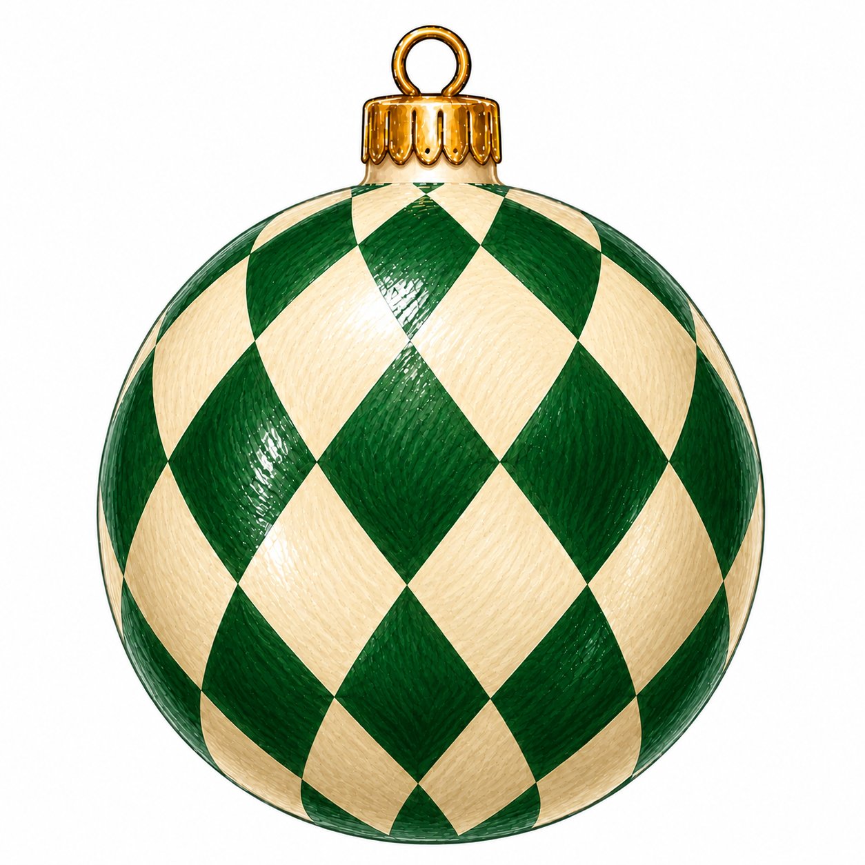 Green Cream Harlequin Ornament 12" Wood Wreath Sign - PS-W-0298