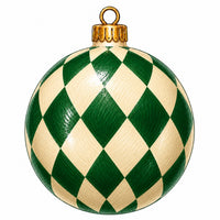 Thumbnail for Green Cream Harlequin Ornament 12" Wood Wreath Sign - PS-W-0298