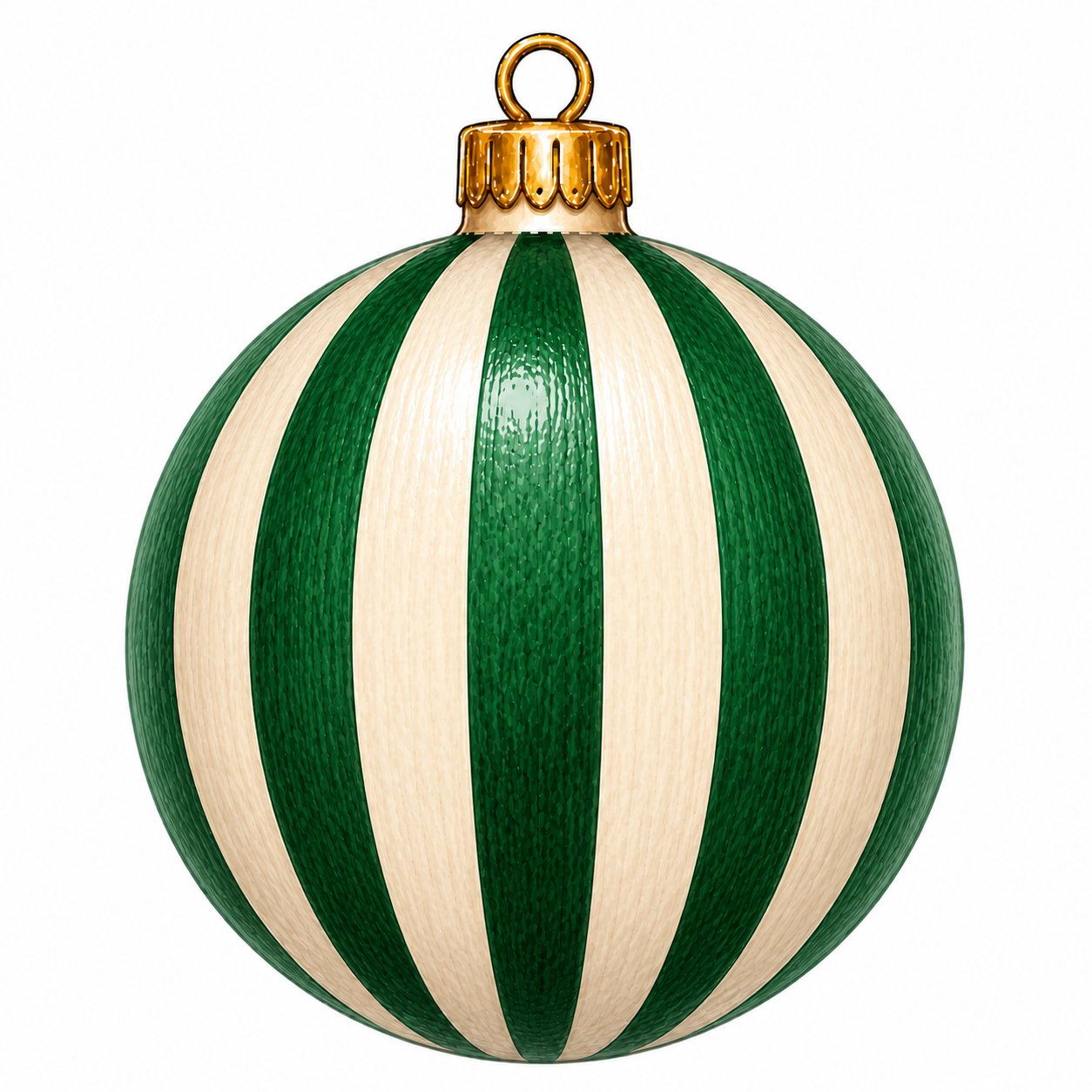 Green Cream Striped Ornament 12" Wood Wreath Sign - PS-W-0299