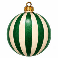 Thumbnail for Green Cream Striped Ornament 12" Wood Wreath Sign - PS-W-0299