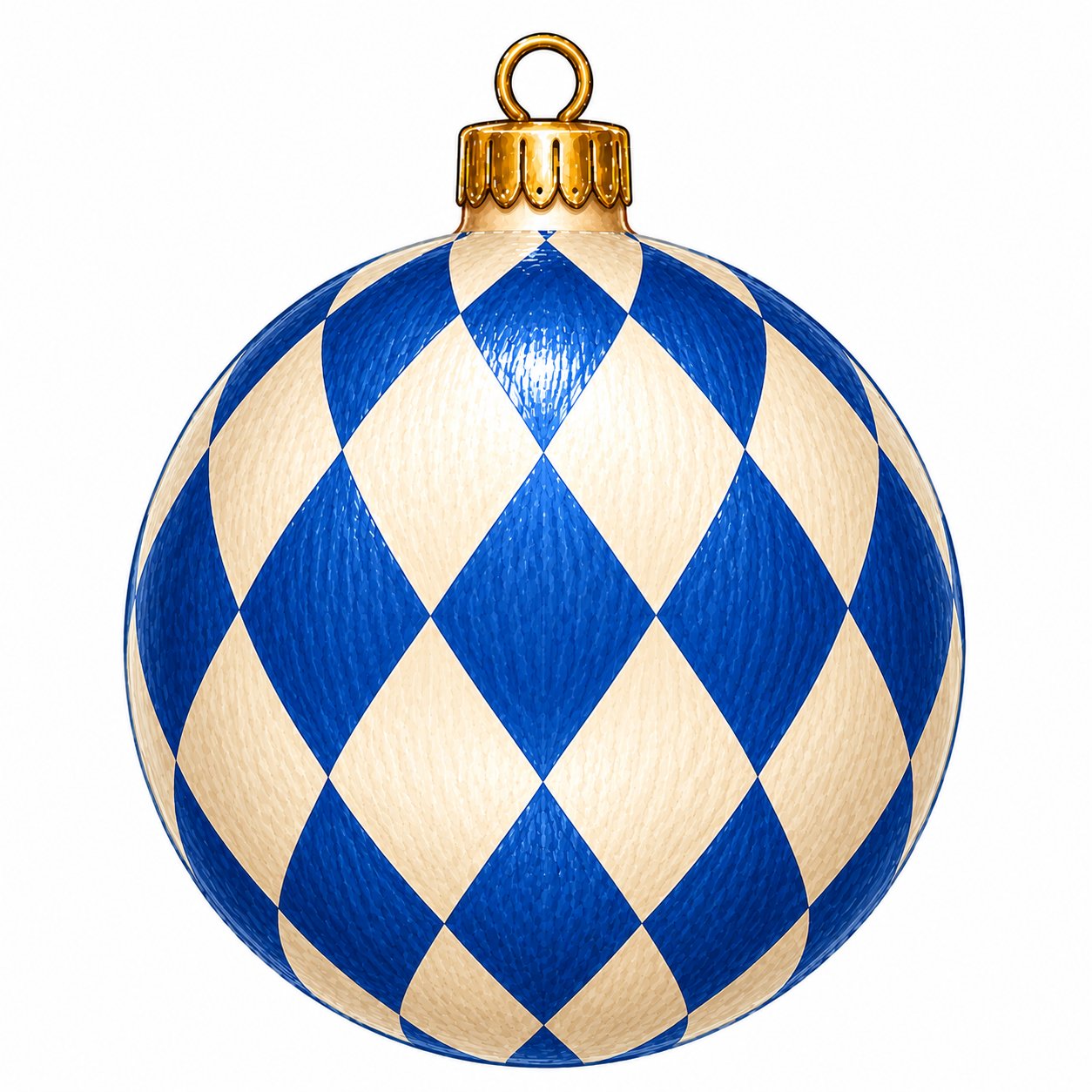 Blue Cream Harlequin Ornament 12" Wood Wreath Sign - PS-W-0302