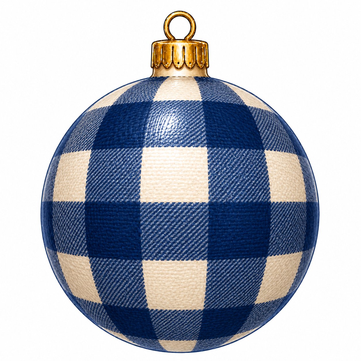 Blue Cream Buffalo Check Ornament 12" Wood Wreath Sign - PS-W-0304