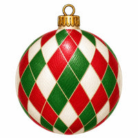 Thumbnail for Christmas Harlequin Ornament 12" Wood Wreath Sign - PS-W-0306