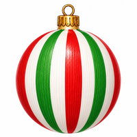 Thumbnail for Christmas Striped Ornament 12" Wood Wreath Sign - PS-W-0307