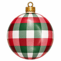 Thumbnail for Christmas Buffalo Plaid Ornament 12" Wood Wreath Sign - PS-W-0308
