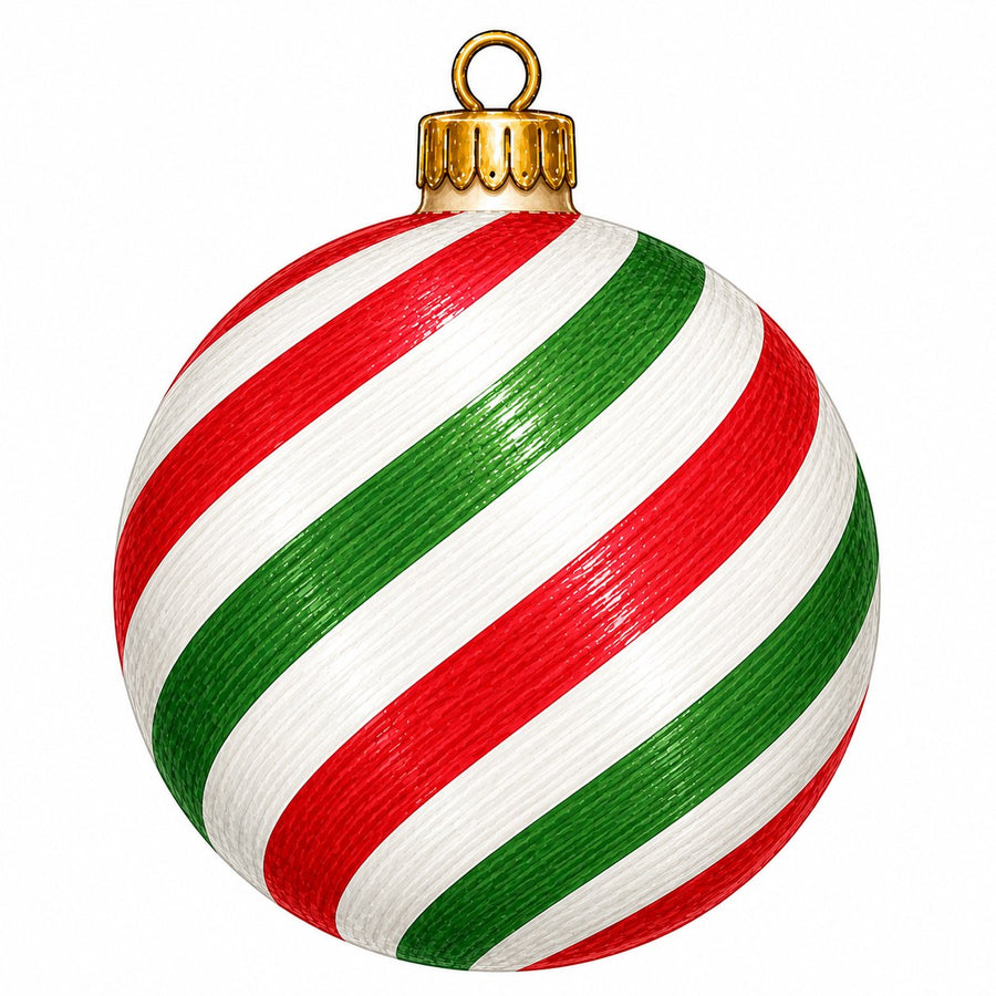 Christmas Candy Stripe Ornament 22" Wood Door Hanger - PS-W-0309-DH-22