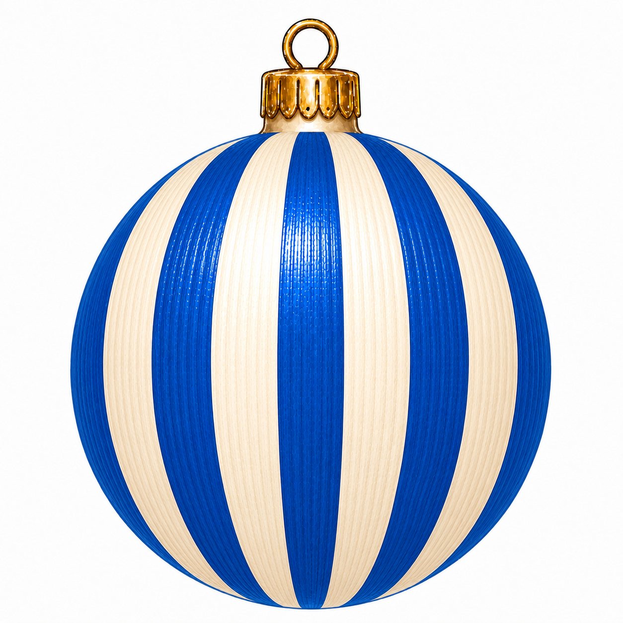Blue Cream Striped Ornament 12" Wood Wreath Sign - PS-W-0303