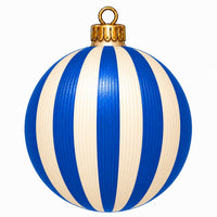 Thumbnail for Blue Cream Striped Ornament 12" Wood Wreath Sign - PS-W-0303