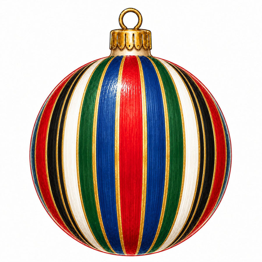 Jewel Tone Striped Ornament 22" Wood Door Hanger - PS-W-0311-DH-22
