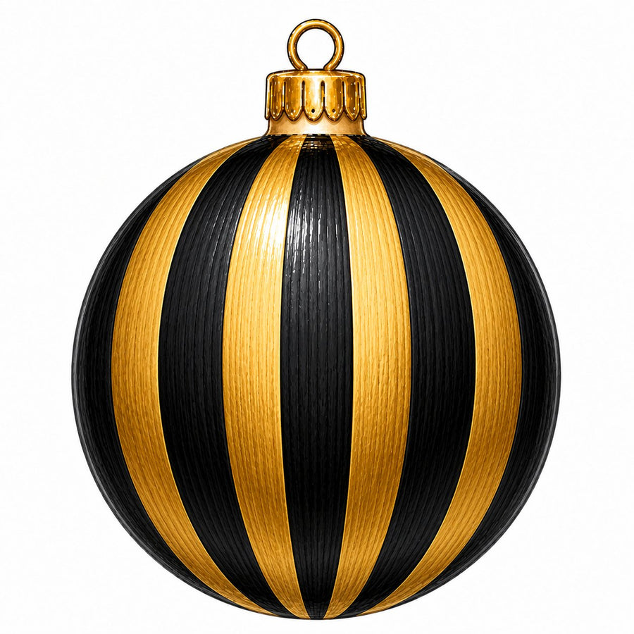 Black Gold Striped Ornament 22" Wood Door Hanger - PS-W-0315-DH-22