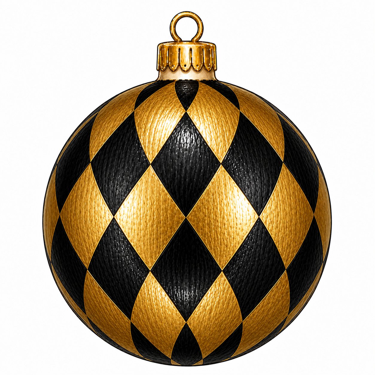 Black Gold Harlequin Ornament 12" Wood Wreath Sign - PS-W-0314