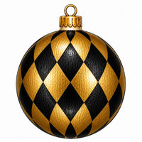 Thumbnail for Black Gold Harlequin Ornament 12" Wood Wreath Sign - PS-W-0314
