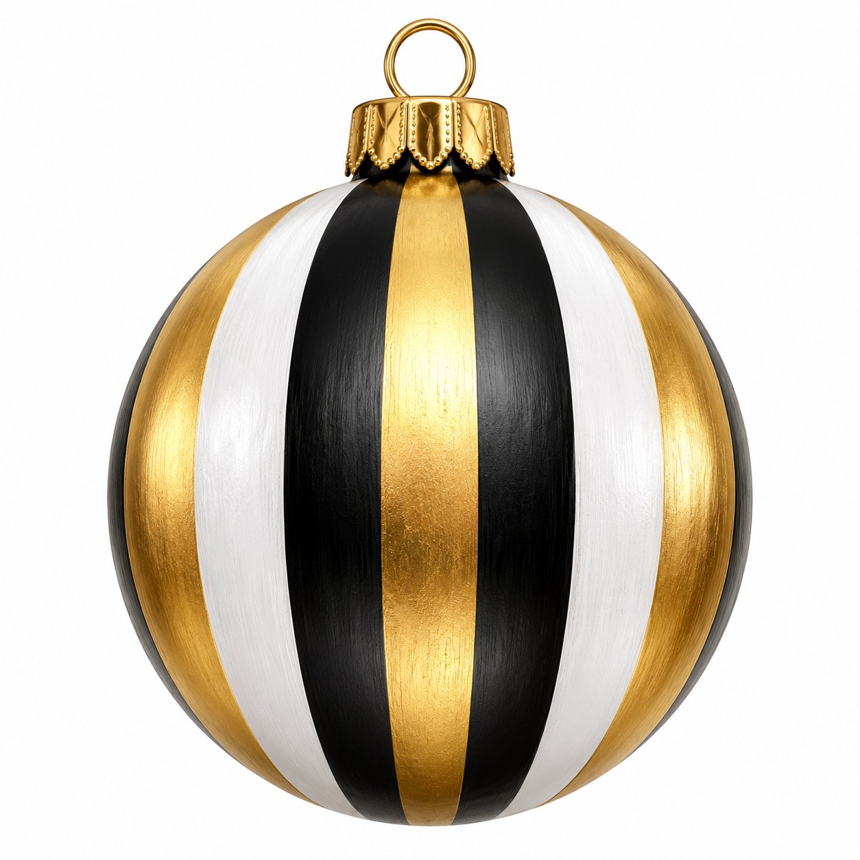 Black White Gold Striped Ornament 12" Wood Wreath Sign - PS-W-0319