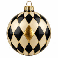 Thumbnail for Black Cream Gold Harlequin Ornament 22" Wood Door Hanger - PS-W-0322-DH-22