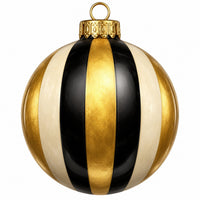 Thumbnail for Black Cream Gold Striped Ornament 22" Wood Door Hanger - PS-W-0323-DH-22