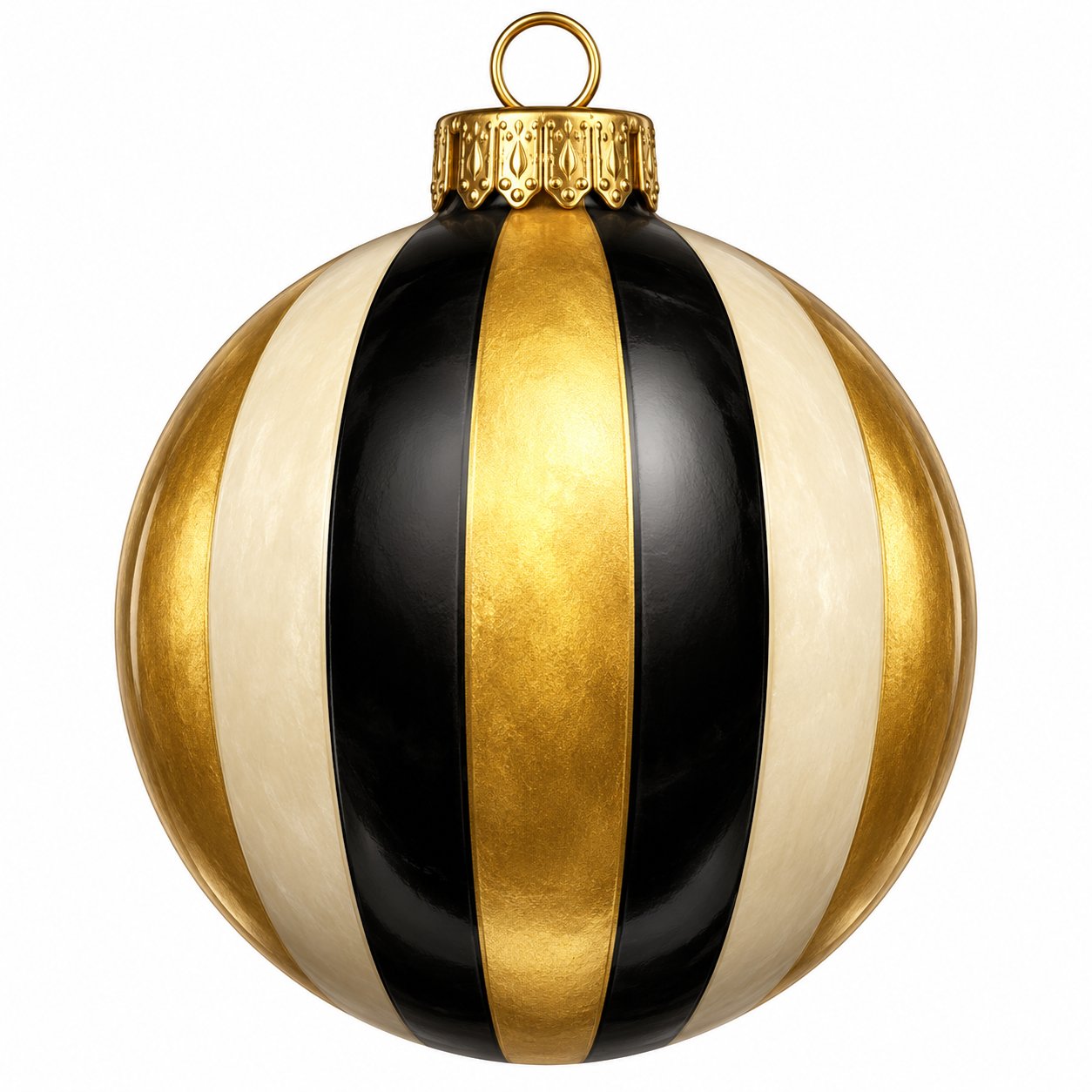 Black Cream Gold Striped Ornament 12" Wood Wreath Sign - PS-W-0323