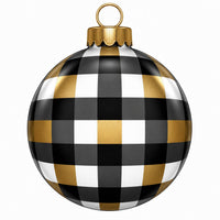 Thumbnail for Black White Gold Buffalo Check Ornament 22" Wood Door Hanger - PS-W-0320-DH-22