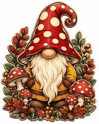 Thumbnail for Polka Dot Mushroom Gnome 12" Wood Wreath Sign - PS-W-0328