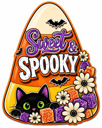 Thumbnail for Sweet Spooky Black Cat 12" Wood Wreath Sign - PS-W-0329