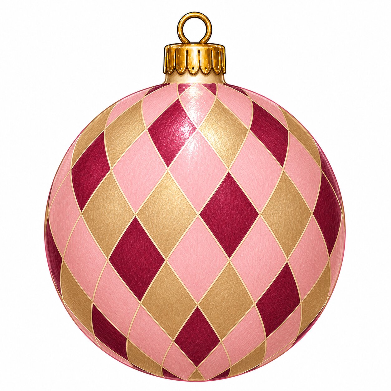 Pink Gold Harlequin Ornament 22" Wood Door Hanger - PS-W-0331-DH-22
