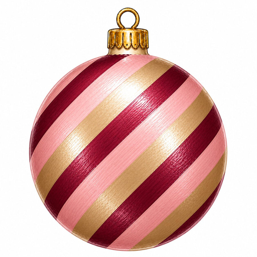 Pink Gold Swirl Ornament 12" Wood Wreath Sign - PS-W-0334