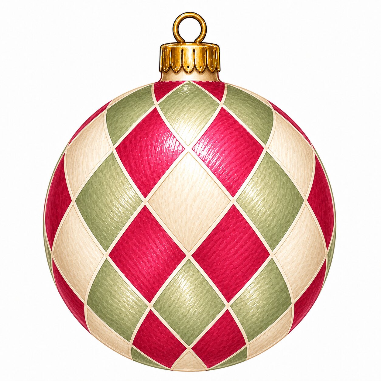 Red Green Harlequin Ornament 12" Wood Wreath Sign - PS-W-0335
