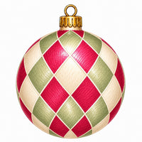 Thumbnail for Red Green Harlequin Ornament 12" Wood Wreath Sign - PS-W-0335