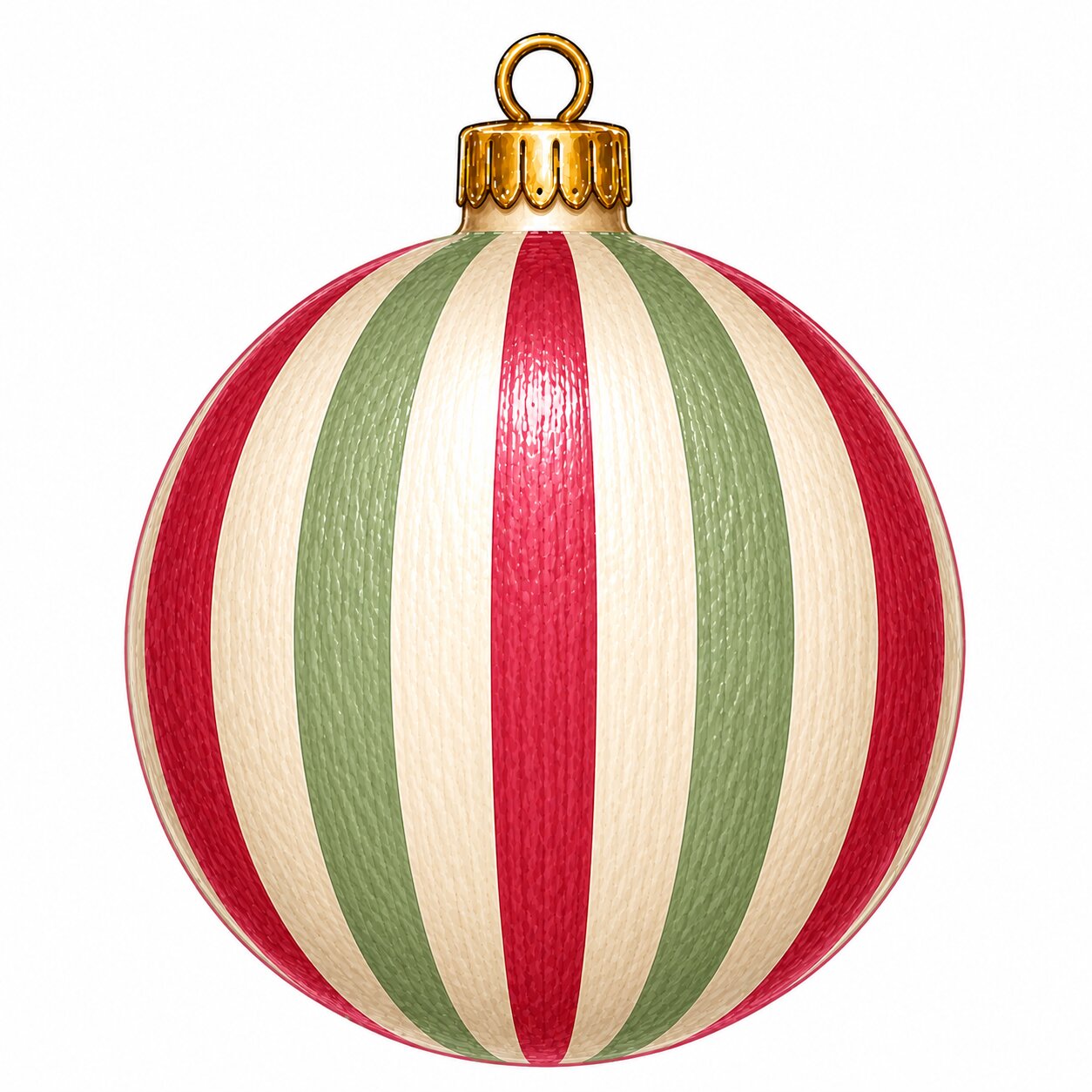 Red Green Striped Ornament 12" Wood Wreath Sign - PS-W-0336