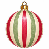 Thumbnail for Red Green Striped Ornament 12" Wood Wreath Sign - PS-W-0336