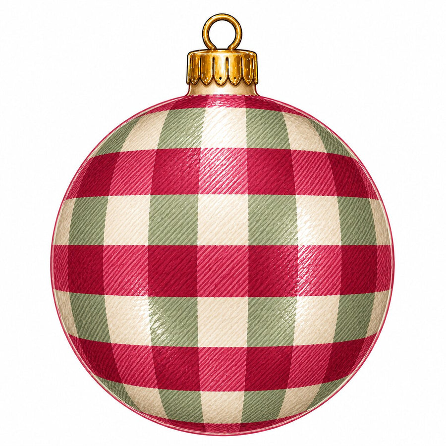 Red Green Buffalo Check Ornament 22" Wood Door Hanger - PS-W-0337-DH-22