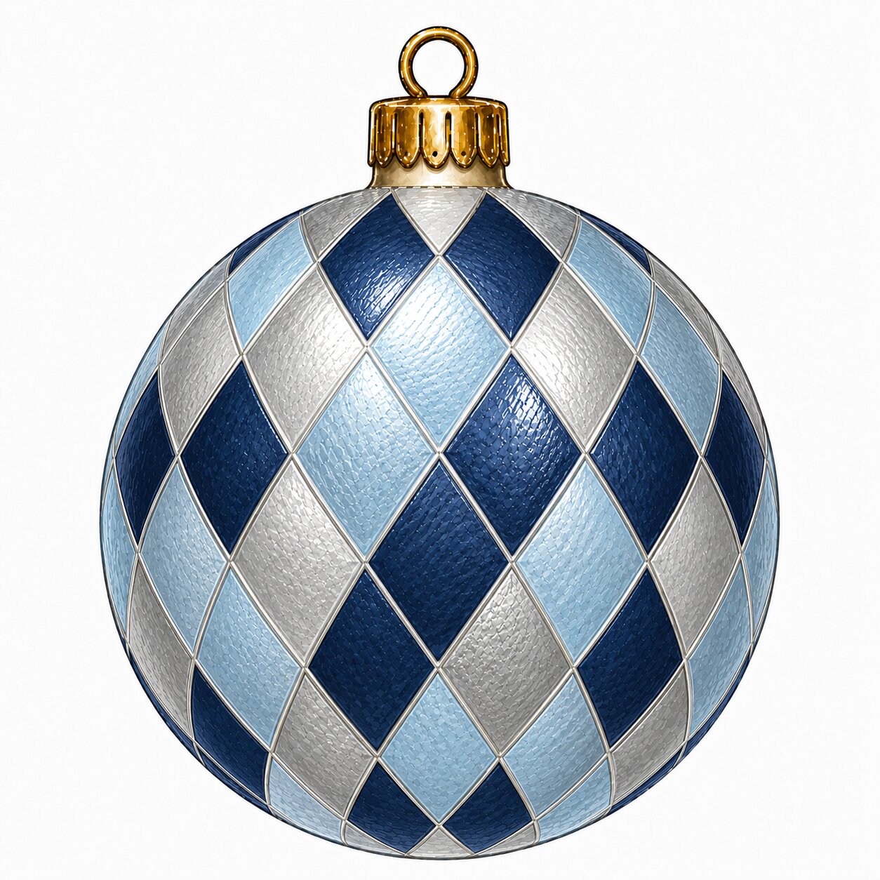 Navy Ice Blue Harlequin Ornament 12" Wood Wreath Sign - PS-W-0339