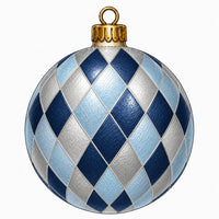 Thumbnail for Navy Ice Blue Harlequin Ornament 12" Wood Wreath Sign - PS-W-0339
