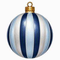 Thumbnail for Navy Ice Blue Striped Ornament 12" Wood Wreath Sign - PS-W-0340